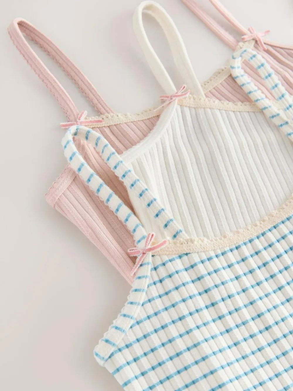 Hot Next Strappy Textured Cami Vests 3 Pack (1.5-16yrs) Cream