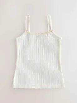 Hot Next Strappy Textured Cami Vests 3 Pack (1.5-16yrs) Cream