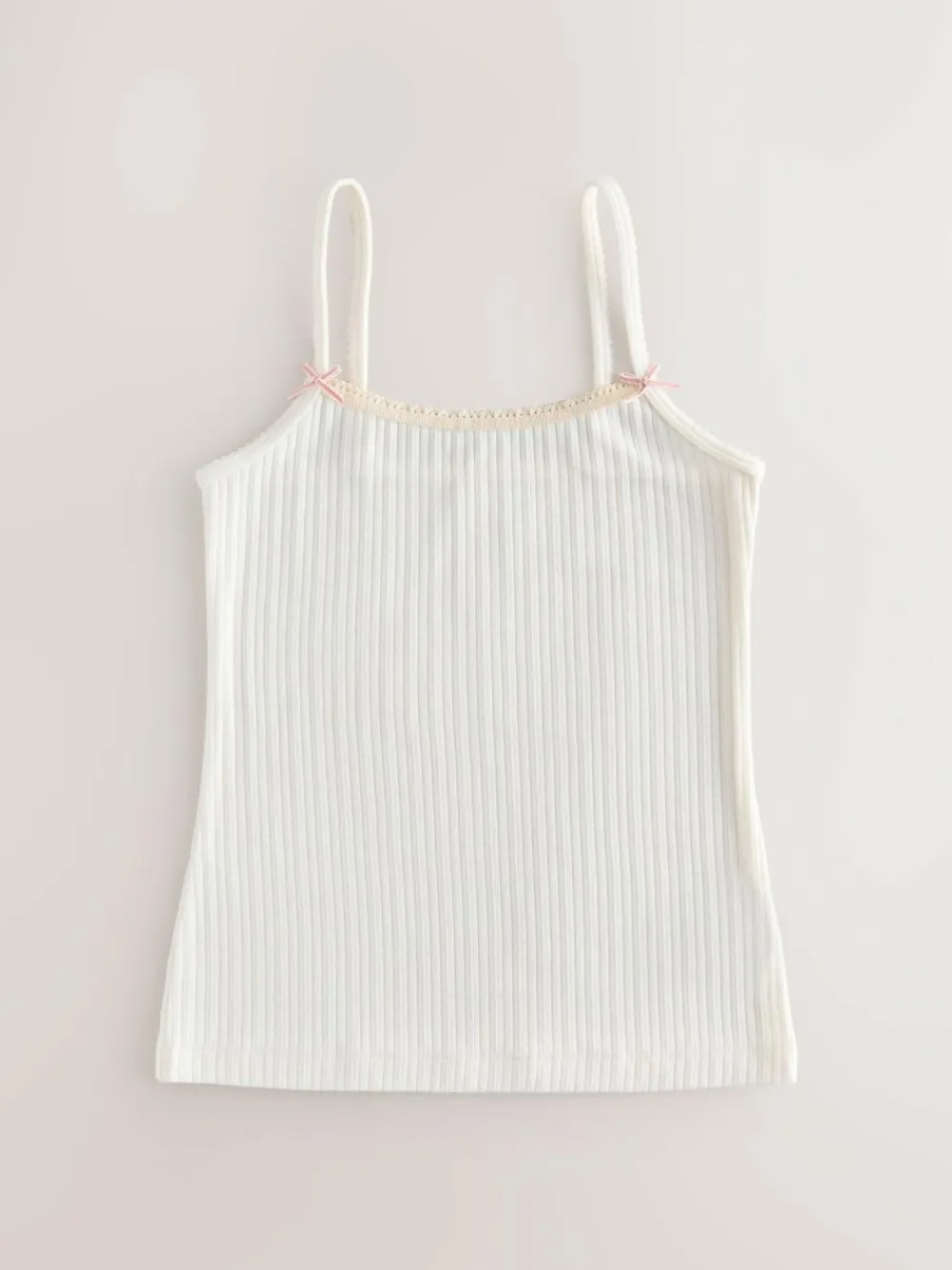 Hot Next Strappy Textured Cami Vests 3 Pack (1.5-16yrs) Cream