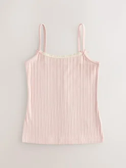 Hot Next Strappy Textured Cami Vests 3 Pack (1.5-16yrs) Cream