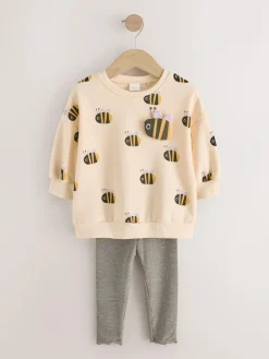 Best Next Sweatshirt and Leggings Set (3mths-7yrs) Cream Stripe Bee