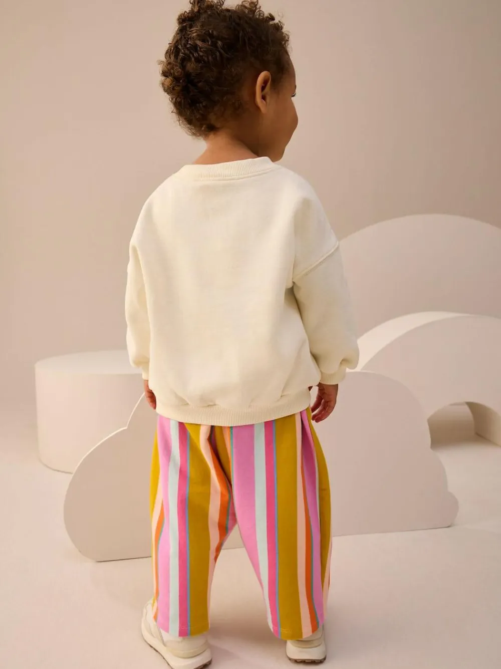 Next Cream Stripe Padded Characters Sweatshirt and Barrel Leg Joggers Set (3mths-7yrs)^ Baby Girls|Baby Winter Clothing