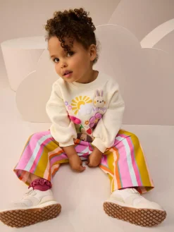 Next Cream Stripe Padded Characters Sweatshirt and Barrel Leg Joggers Set (3mths-7yrs)^ Baby Girls|Baby Winter Clothing