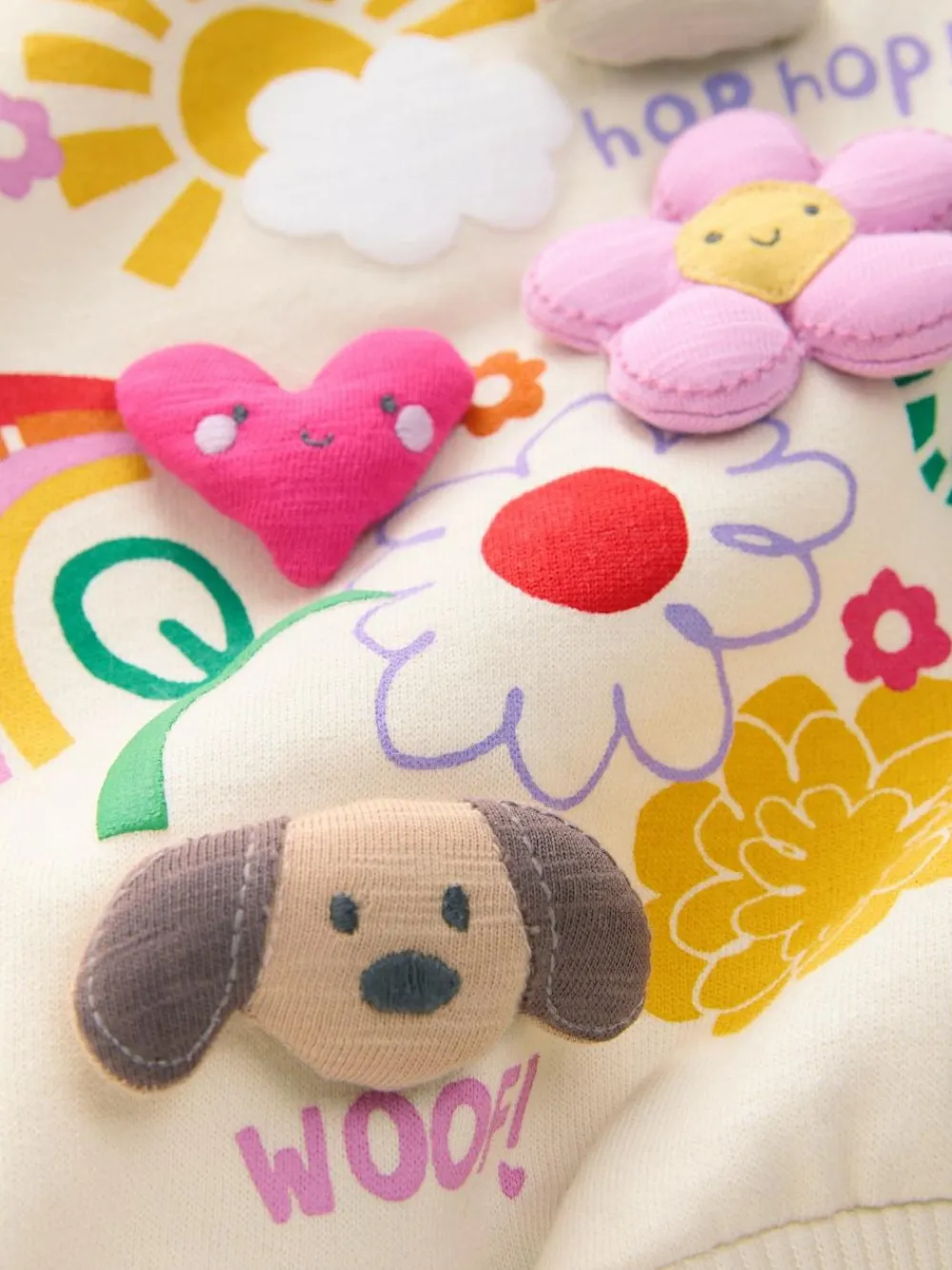 Next Cream Stripe Padded Characters Sweatshirt and Barrel Leg Joggers Set (3mths-7yrs)^ Baby Girls|Baby Winter Clothing