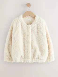 Next Cream Sunflower Borg Jacket (3-16yrs)^ Jackets & Coats|Snowsuits & Coats