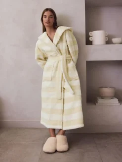 Next Cream Textured Stripe Dressing Gown^Women Bathrobes