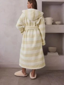 Next Cream Textured Stripe Dressing Gown^Women Bathrobes