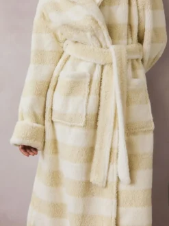 Next Cream Textured Stripe Dressing Gown^Women Bathrobes