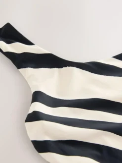 Discount Next Cream/Black Stripe One Shoulder Tummy Control Swimsuit