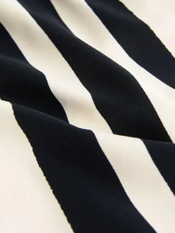 Discount Next Cream/Black Stripe One Shoulder Tummy Control Swimsuit