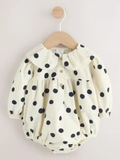 Next Cream/Charcoal Polka Dot Baby Bloomer Rompers Set 2 Piece with Tights (0mths-3yrs)^ Rompers & Overalls|Sets & Coords