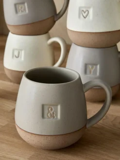 Next Cream/Grey Alphabet Speckle Glazed Mug^ Mugs & Cups