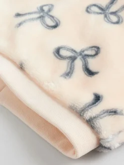 Clearance Next Cream/Grey Soft Velour Bow Print Jumper and Trousers Set (0mths-2yrs)