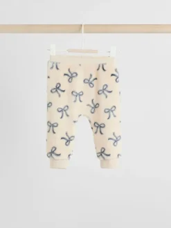 Clearance Next Cream/Grey Soft Velour Bow Print Jumper and Trousers Set (0mths-2yrs)