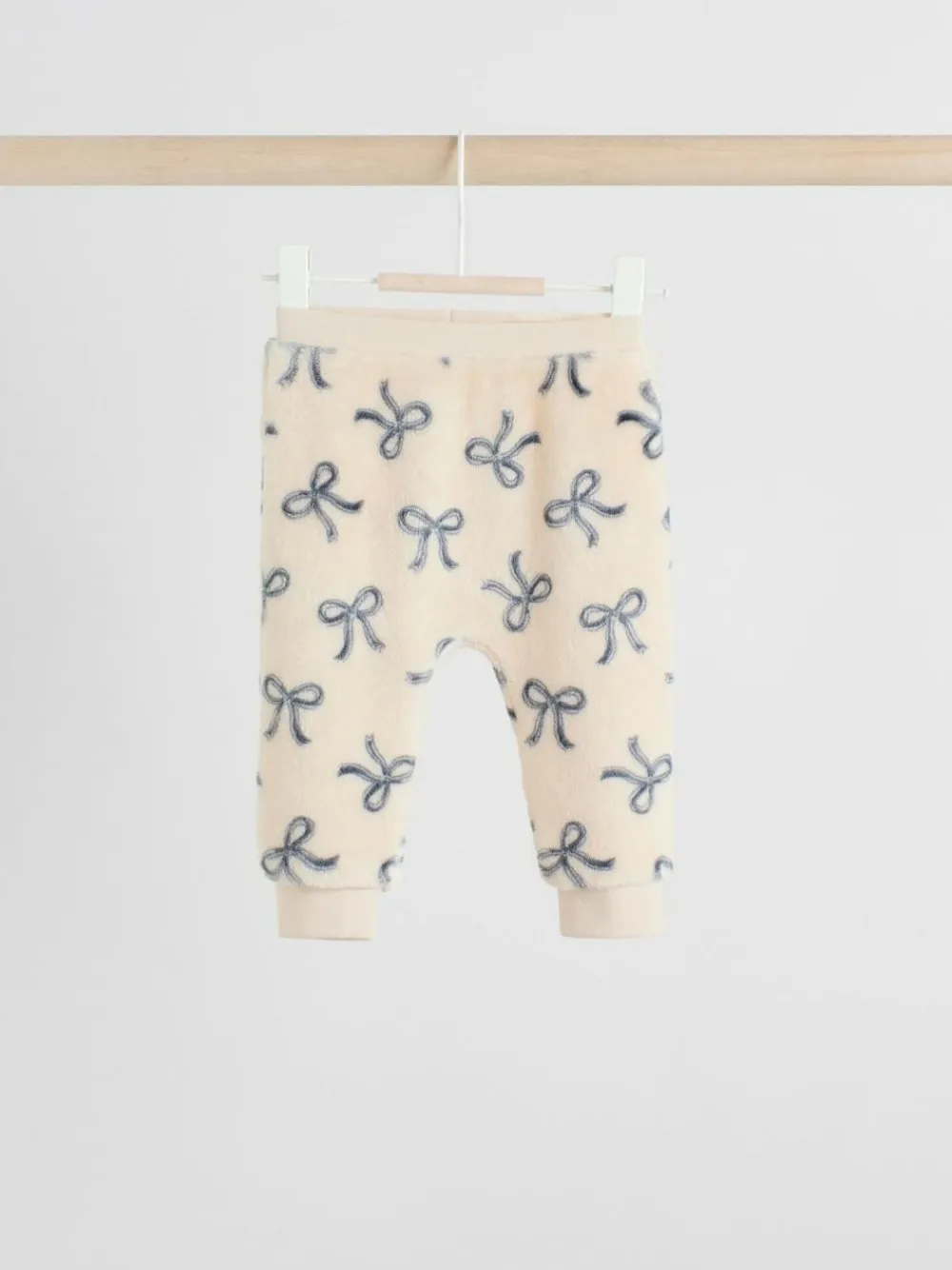 Clearance Next Cream/Grey Soft Velour Bow Print Jumper and Trousers Set (0mths-2yrs)