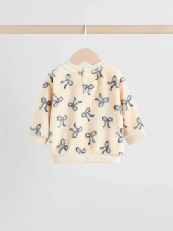 Clearance Next Cream/Grey Soft Velour Bow Print Jumper and Trousers Set (0mths-2yrs)