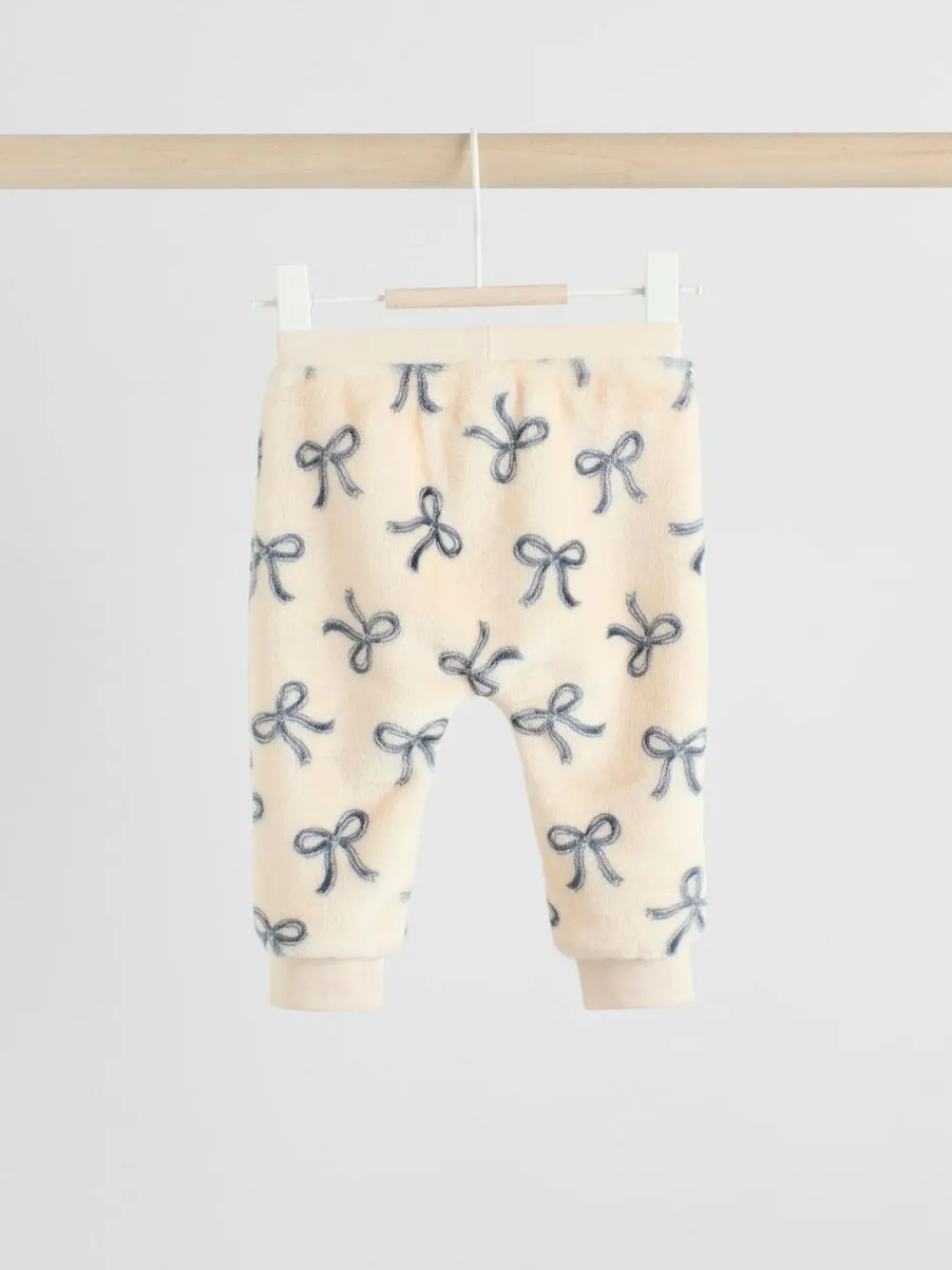 Clearance Next Cream/Grey Soft Velour Bow Print Jumper and Trousers Set (0mths-2yrs)