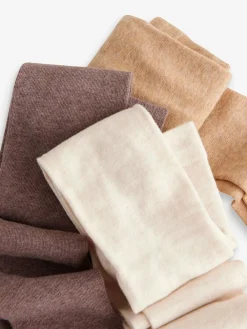 Online Next 3 Pack Cotton Rich Tights Cream/Neutral