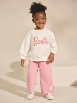 Hot Next Cream/Pink Barbie Sweatshirt & Wide Leg Joggers Set (3mths-7yrs)