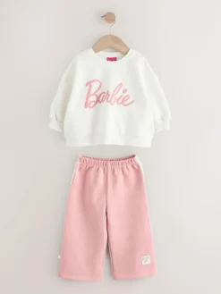 Hot Next Cream/Pink Barbie Sweatshirt & Wide Leg Joggers Set (3mths-7yrs)