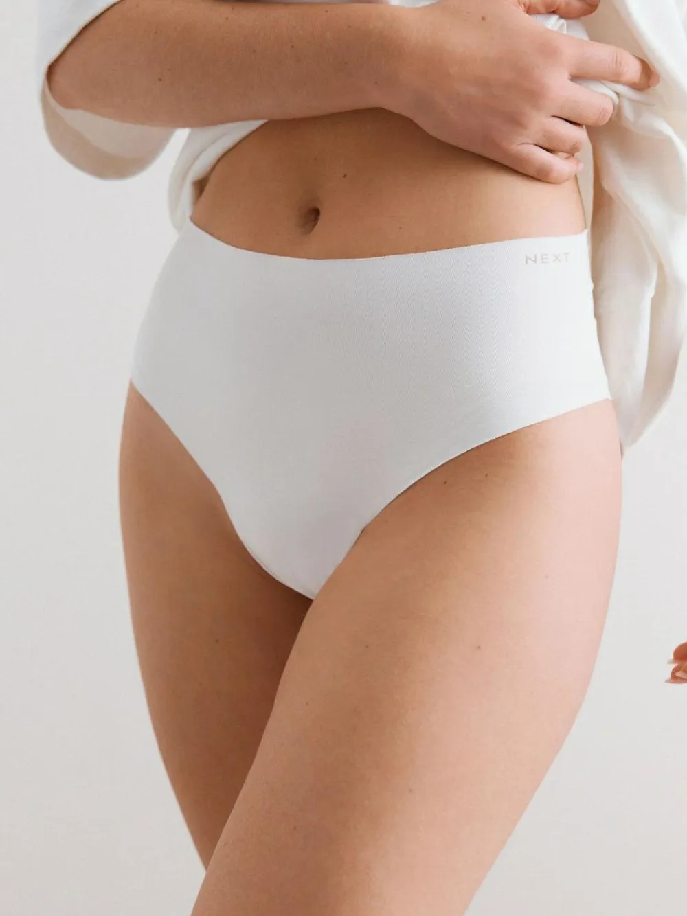 Next High Waist High Leg Cotton Rich No VPL Knickers 3 Pack^Women Panties