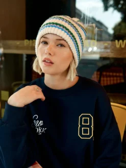 Next Cream/Pink/Green Knitted Beanie Hat^Women Hats|Hats, Gloves & Scarves