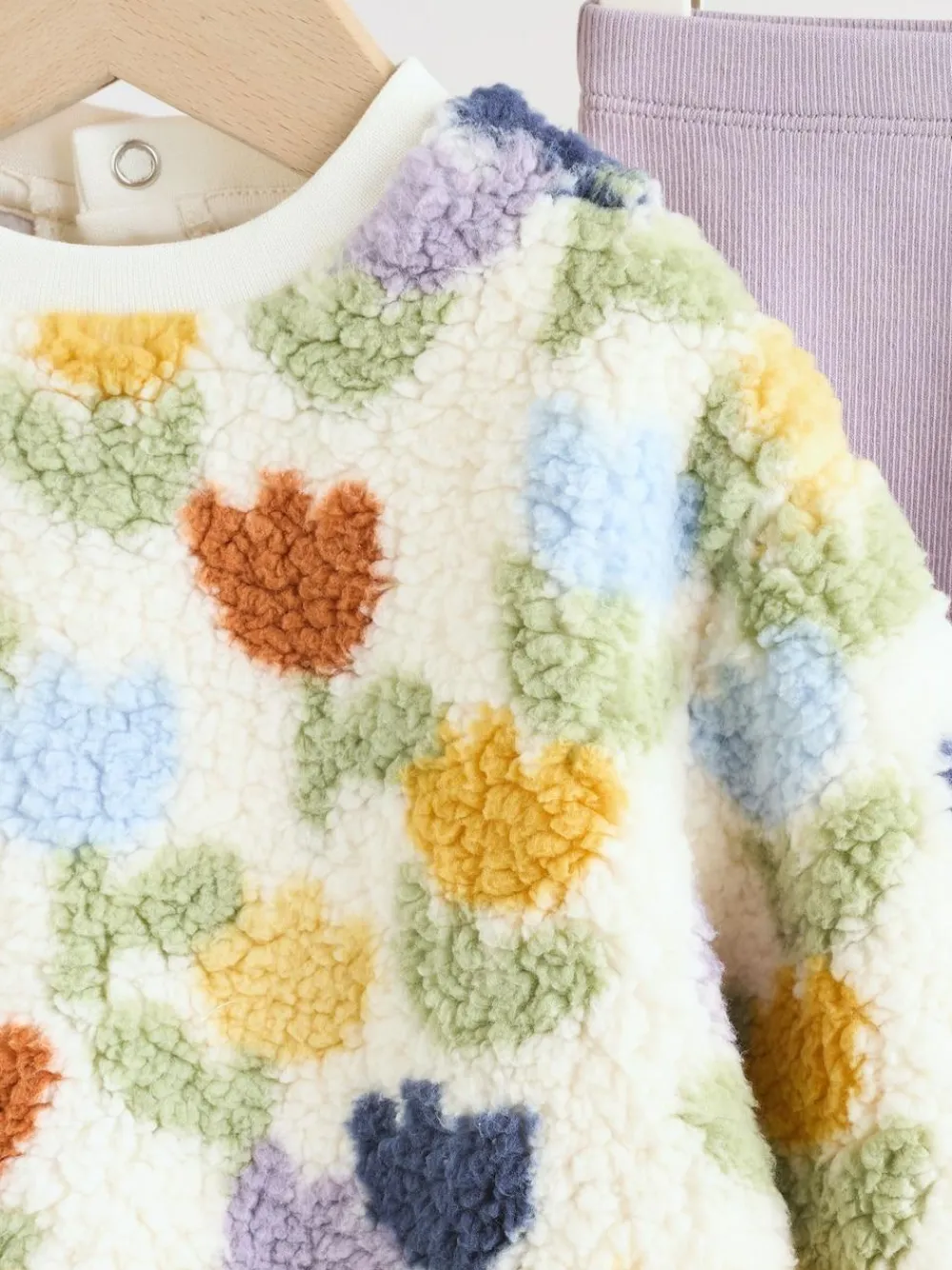 Outlet Next Baby Fleece Tops and Leggings Set 2 Piece (0mths-2yrs) Cream/Purple Tulip