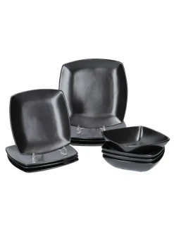 New Creative Tops 12 Piece Black Square Dinner Set