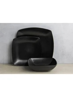 New Creative Tops 12 Piece Black Square Dinner Set