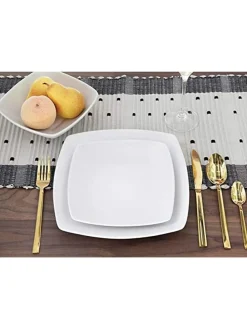 Best Creative Tops 12 Piece White Square Dinner Set