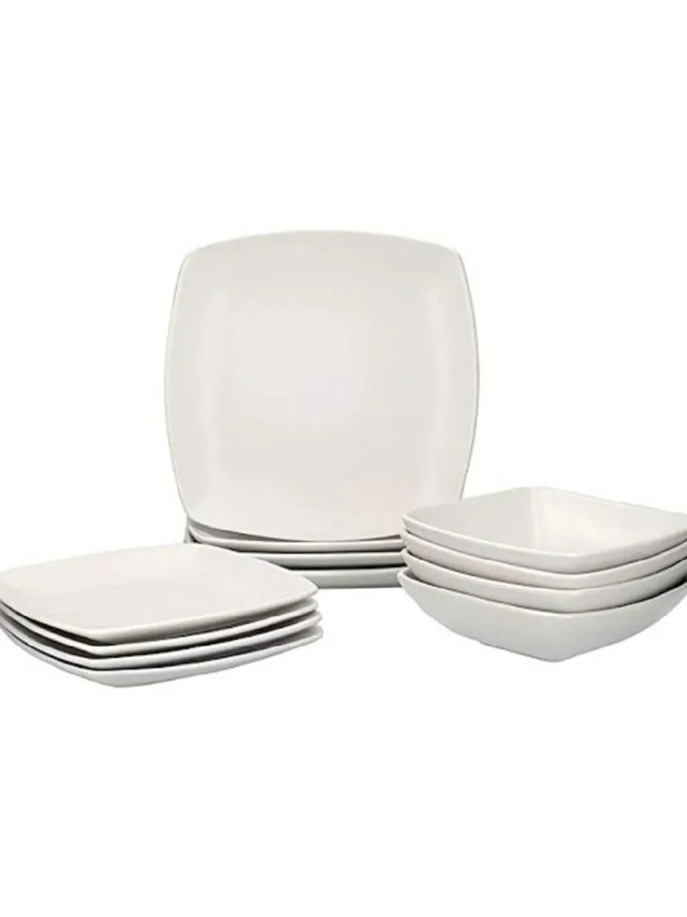 Best Creative Tops 12 Piece White Square Dinner Set