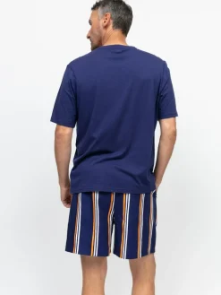 Cyberjammies Blue Jersey Top & Printed Stripe Shorts Set^ Pyjamas