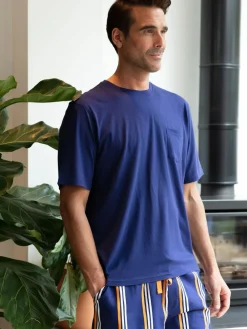 Cyberjammies Blue Jersey Top & Printed Stripe Shorts Set^ Pyjamas