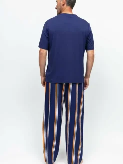 Best Cyberjammies Blue Jersey Top & Printed Stripe Pyjamas Set