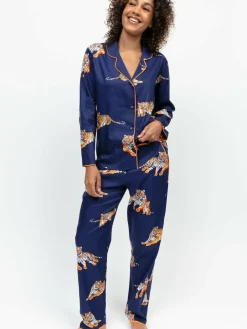 Cyberjammies Blue Tiger Print Long Sleeve Pyjamas Set^Women All Night & Lounge|Pyjamas