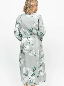 Cyberjammies Grey Floral Print Sleeve Long Dressing Gown^Women Bathrobes