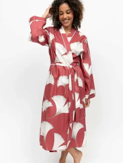 Online Cyberjammies Orange Big Leaf Print Long Sleeve Dressing Gown