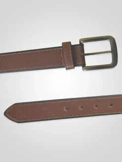 Best D555 Brown AVANT Burnished Edge Faux 3.50 cm Width Leather Belt
