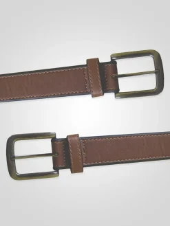 Best D555 Brown AVANT Burnished Edge Faux 3.50 cm Width Leather Belt