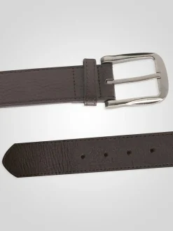 Online D555 Brown HARRISON Large Buckle Faux 3.9cm Width Leather Belt