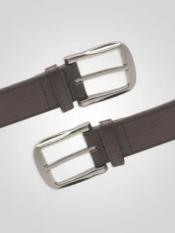 Online D555 Brown HARRISON Large Buckle Faux 3.9cm Width Leather Belt