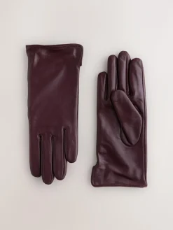 New Next Dark Berry Red Leather Gloves