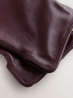 New Next Dark Berry Red Leather Gloves