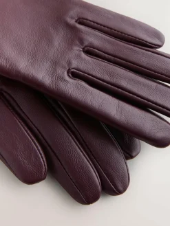 New Next Dark Berry Red Leather Gloves