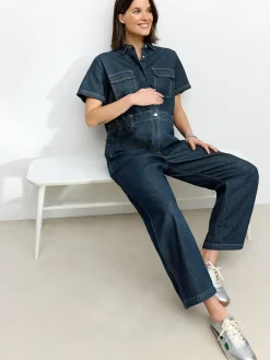 Next Dark Blue 100% Cotton Maternity Denim Boilersuit^Women Jumpsuits & Playsuits