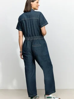 Next Dark Blue 100% Cotton Maternity Denim Boilersuit^Women Jumpsuits & Playsuits