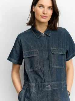Next Dark Blue 100% Cotton Maternity Denim Boilersuit^Women Jumpsuits & Playsuits