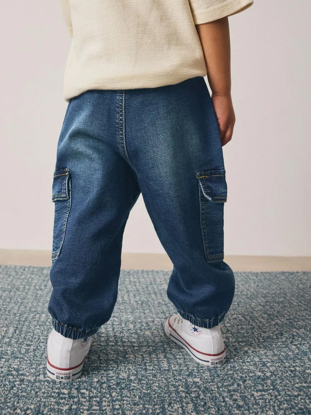 Sale Next Comfort Stretch Wide Cargo Jeans (3mths-7yrs) Dark Blue