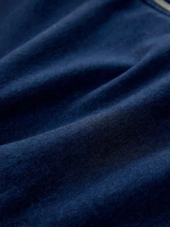 Hot Next Dark Blue Denim Jersey Zip Through Hoodie