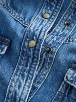 Hot Next Denim Midi Shirt Dress Dark Blue